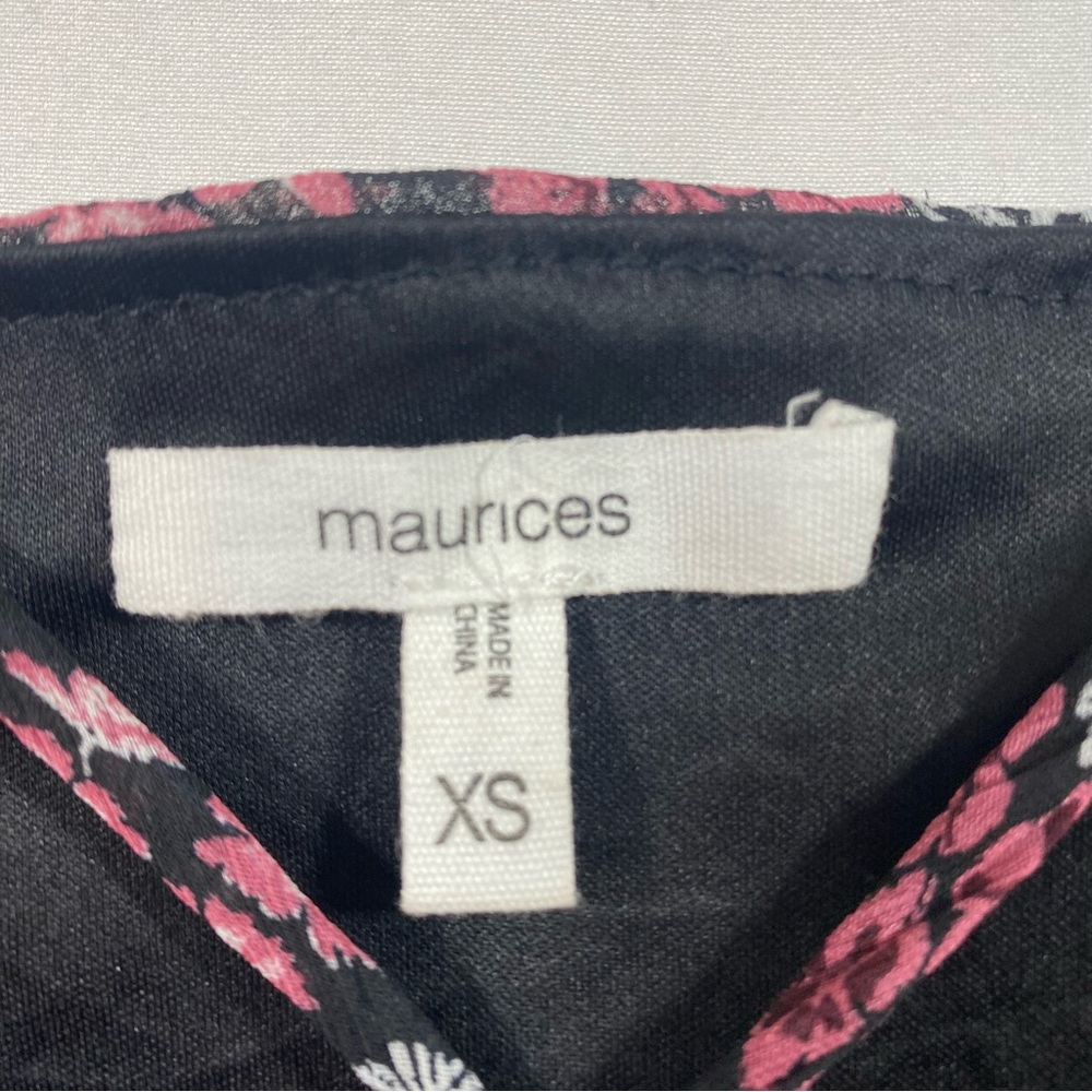 Maurice’s Floral Mini Dress Boho Women’s X-Small Black Pink Ruffle long sleeve - Picture 2 of 10